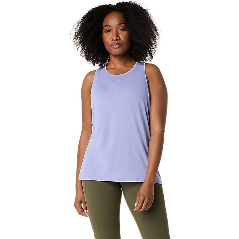 ASICS Blue Solid Polyester Regular Tank Top (XS)