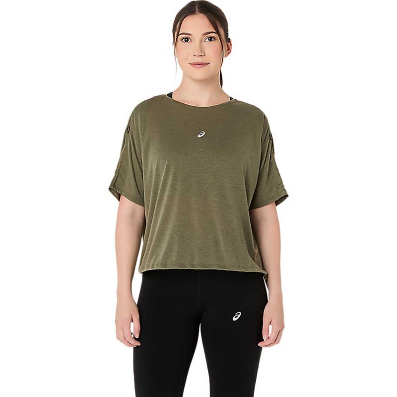 ASICS Green Solid Polyester Relaxed T-Shirt (S)