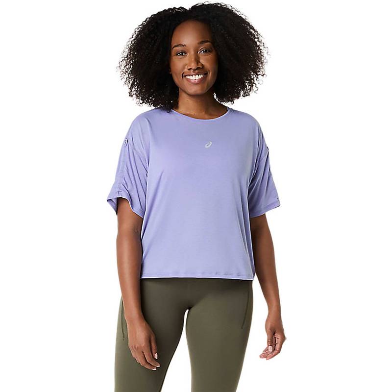 ASICS Blue Solid Polyester Relaxed T-Shirt (XS)
