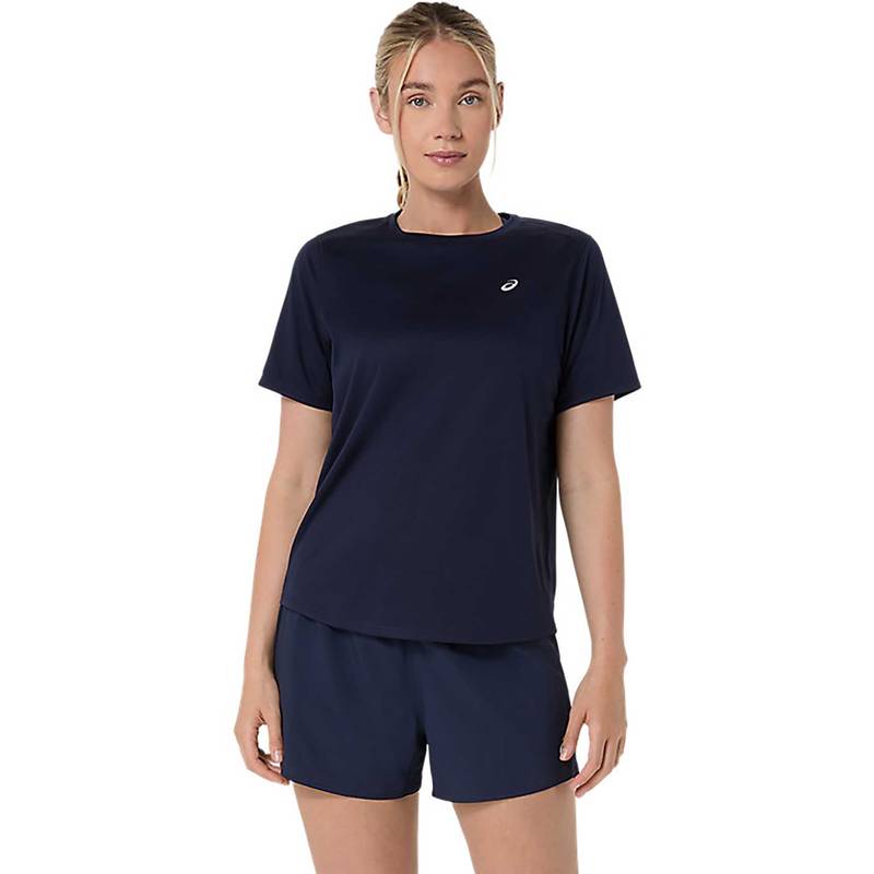 ASICS Navy Blue Solid Polyester Regular T-Shirt (S)