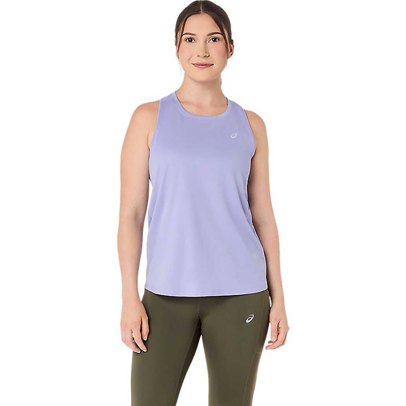 ASICS Blue Solid Polyester Regular Tank Top (L)