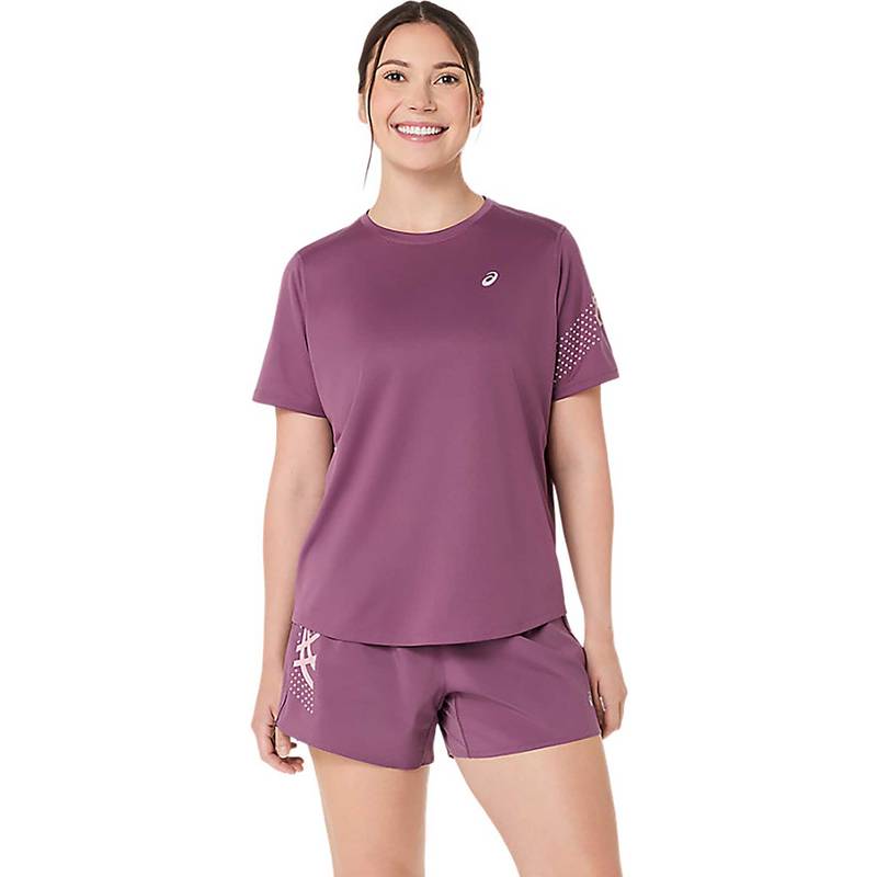 ASICS Purple Solid Polyester Regular T-Shirt (XS)