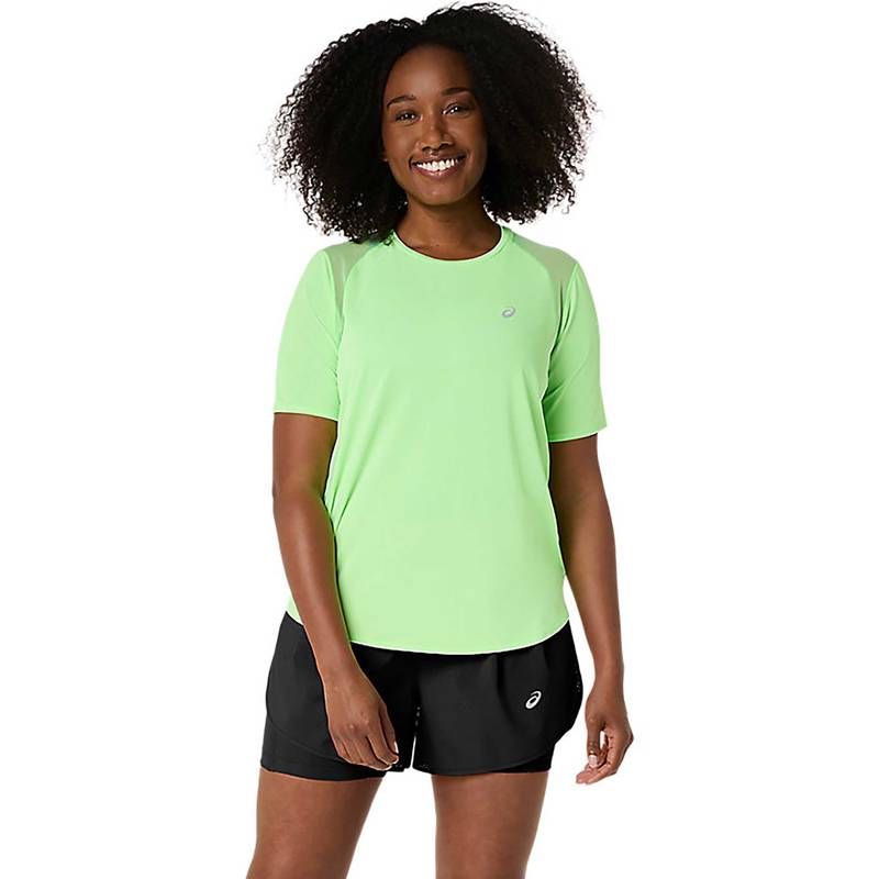 ASICS Green Solid Polyester Regular T-Shirt (XS)