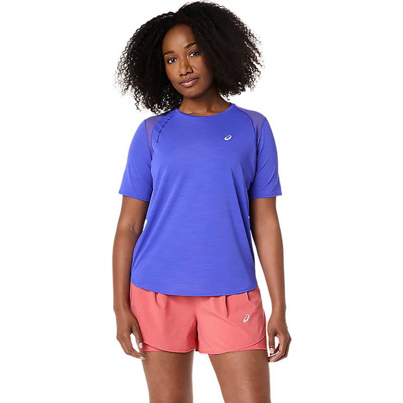 ASICS Blue Solid Polyester Regular T-Shirt (M)