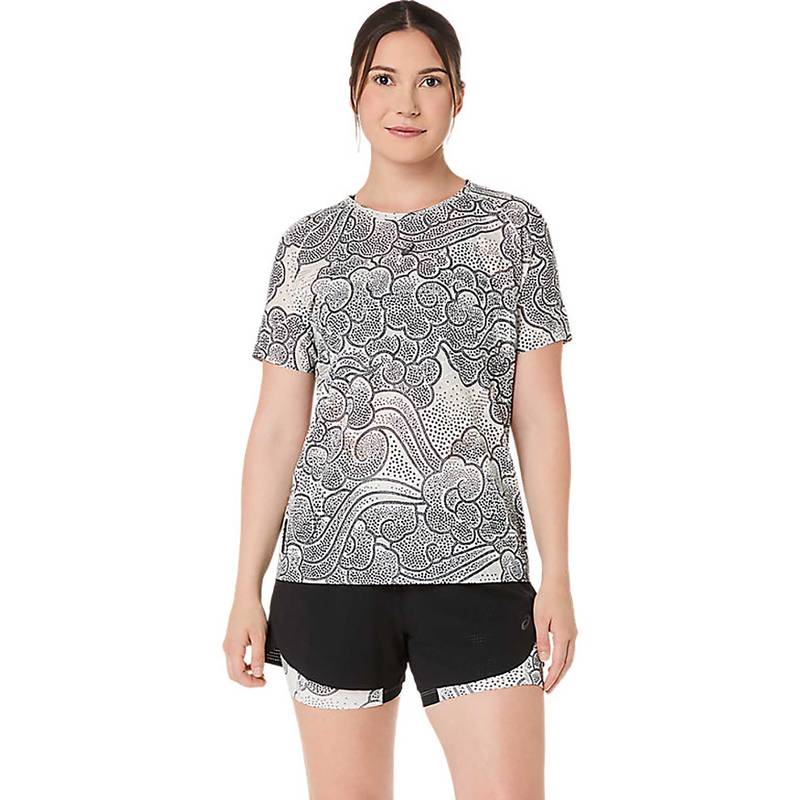 ASICS Cream Printed Polyester Regular T-Shirt (XS)