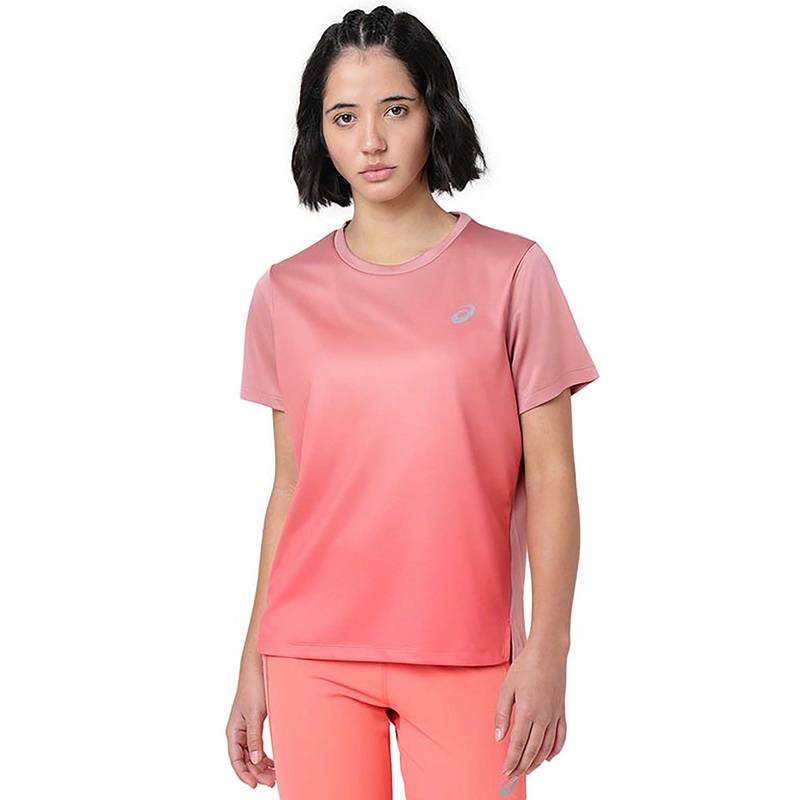 ASICS Red Ombre Polyester Regular T-Shirt (XS)