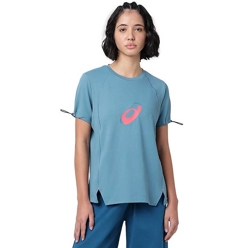 ASICS Blue Solid Polyester Regular T-Shirt (XS)