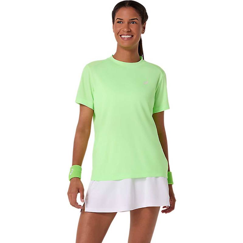 ASICS Green Solid Polyester Regular T-Shirt (M)