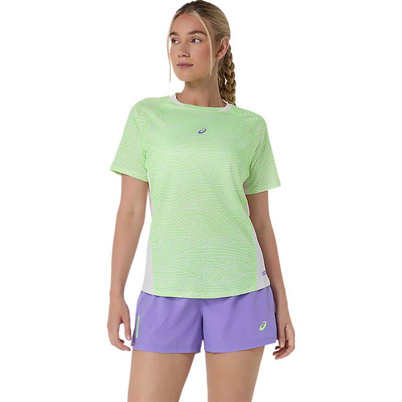ASICS Green Solid Polyester Regular T-Shirt (S)