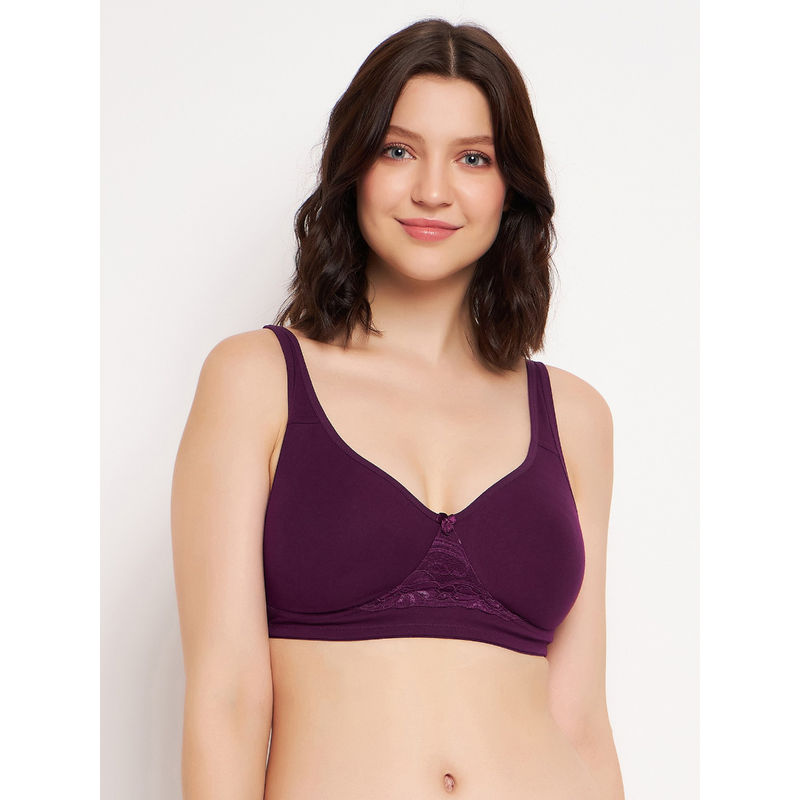 Clovia Non-Padded Non-Wired Full Figure T-Shirt Bra In Purple Color-Cotton Rich (32C)