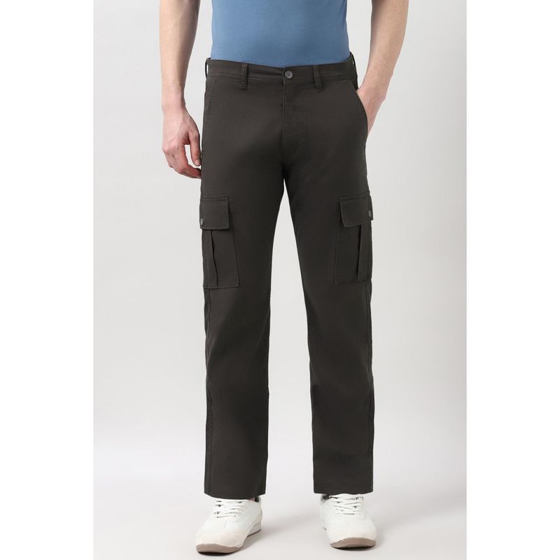 Peter England Men Grey Solid Regular Fit Casual Cargo (32)