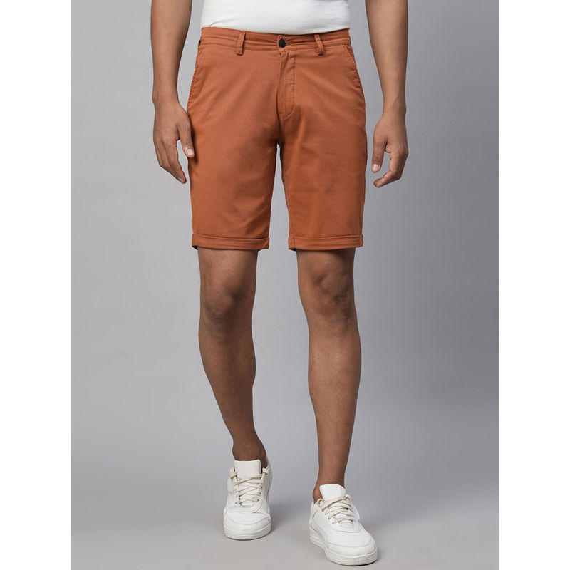 GENIPS Men's Brick Cotton Lycra Slim Fit Shorts (30)