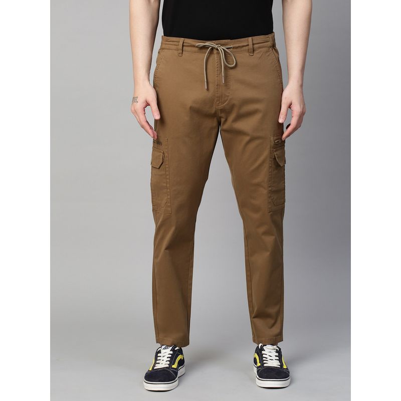 GENIPS Men's Brown Cotton Stretch Bahamas Cargo Fit Solid Cargo (36)