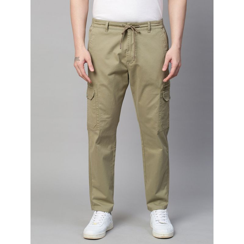 GENIPS Men's Green Cotton Stretch Bahamas Cargo Fit Solid Cargo (38)