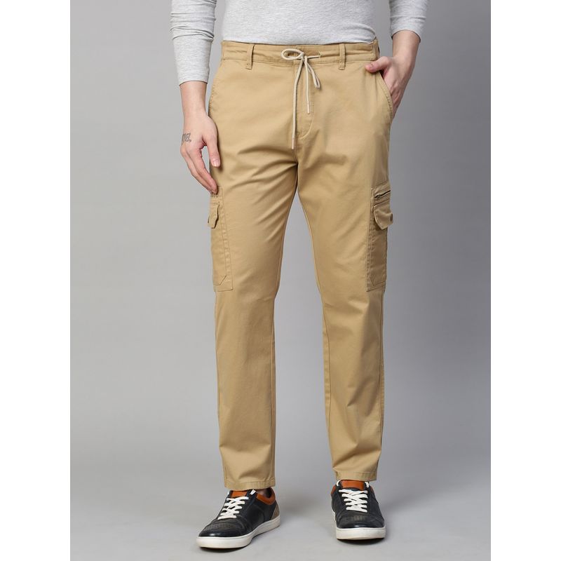 GENIPS Men's Khaki Cotton Stretch Bahamas Cargo Fit Solid Cargo (38)
