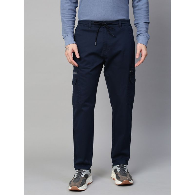 GENIPS Men's Navy Cotton Stretch Bahamas Cargo Fit Solid Cargo (30)