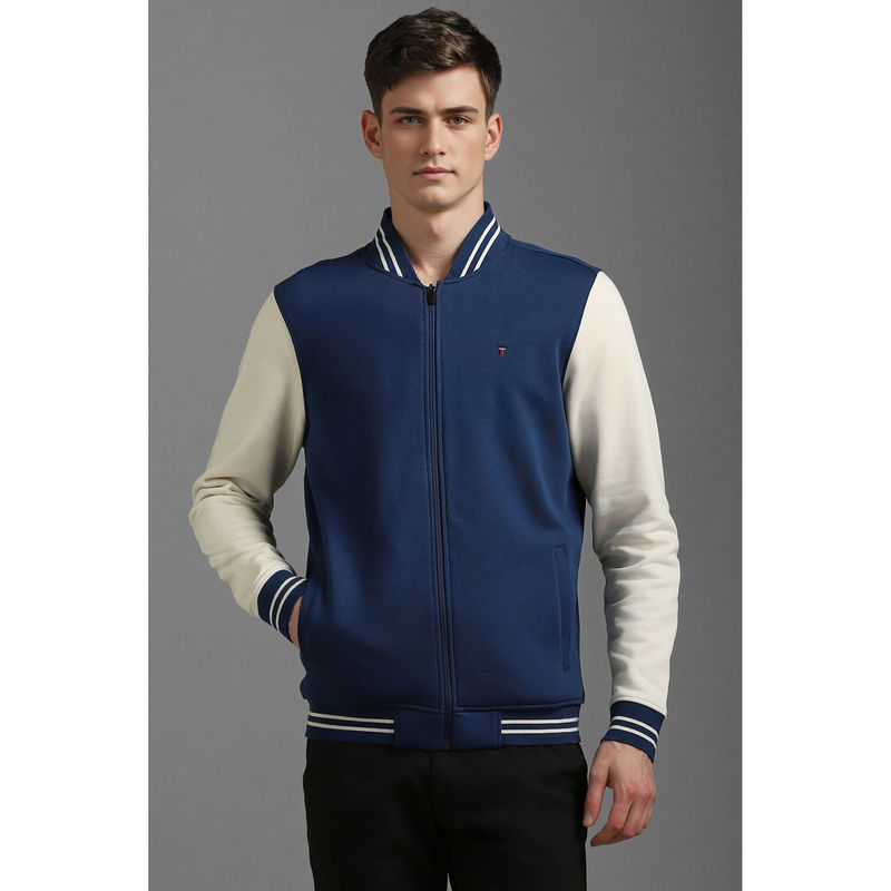 Louis Philippe Men Casual Blue Colorblock Sweatshirt (L)