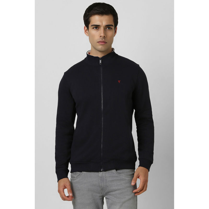 Van Heusen Men Black Solid High Neck Sweatshirt (XL)