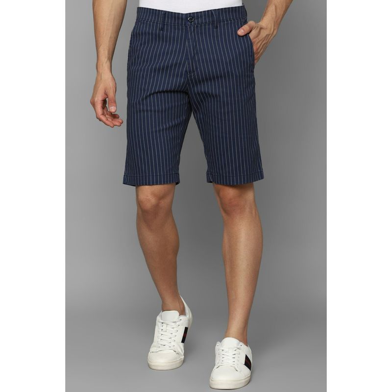 Allen Solly Men Navy Stripe Slim Fit Shorts (28)