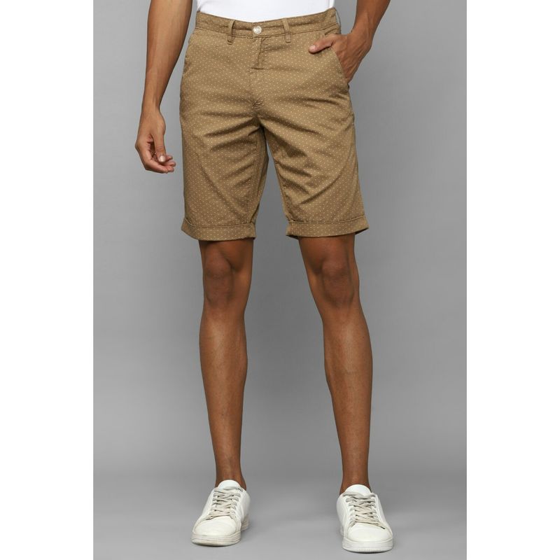 Allen Solly Men Khaki Print Slim Fit Shorts (30)