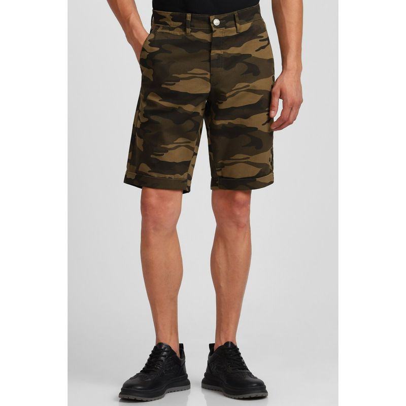 Allen Solly Men Green Print Slim Fit Shorts (30)