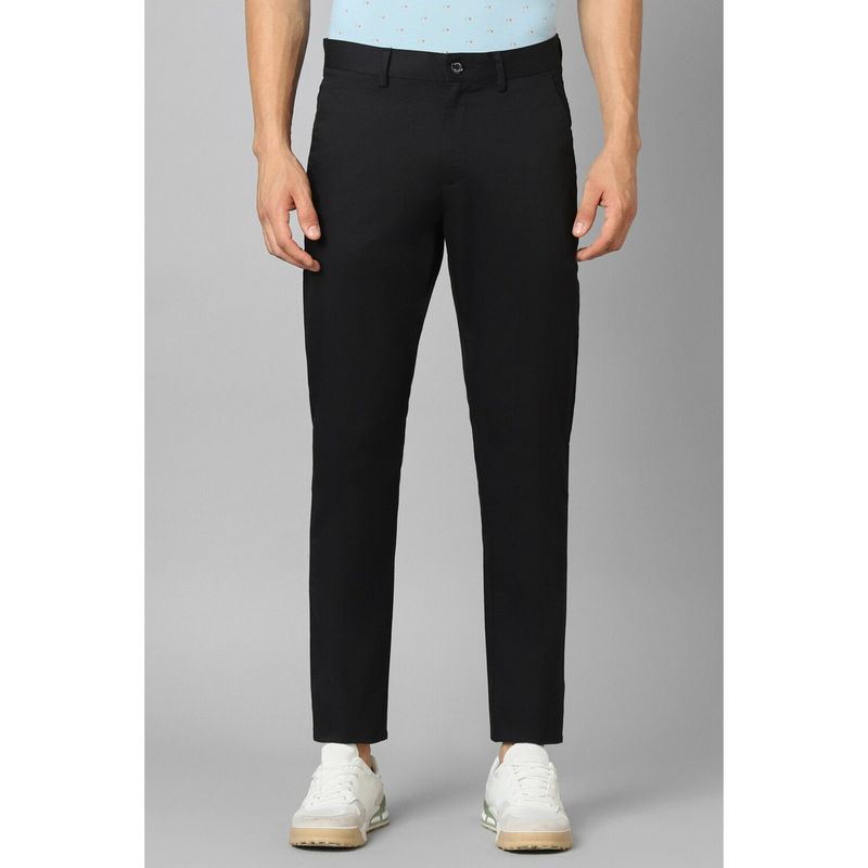 Buy Allen Solly Men Black Regular Fit Solid Casual Trousers Online