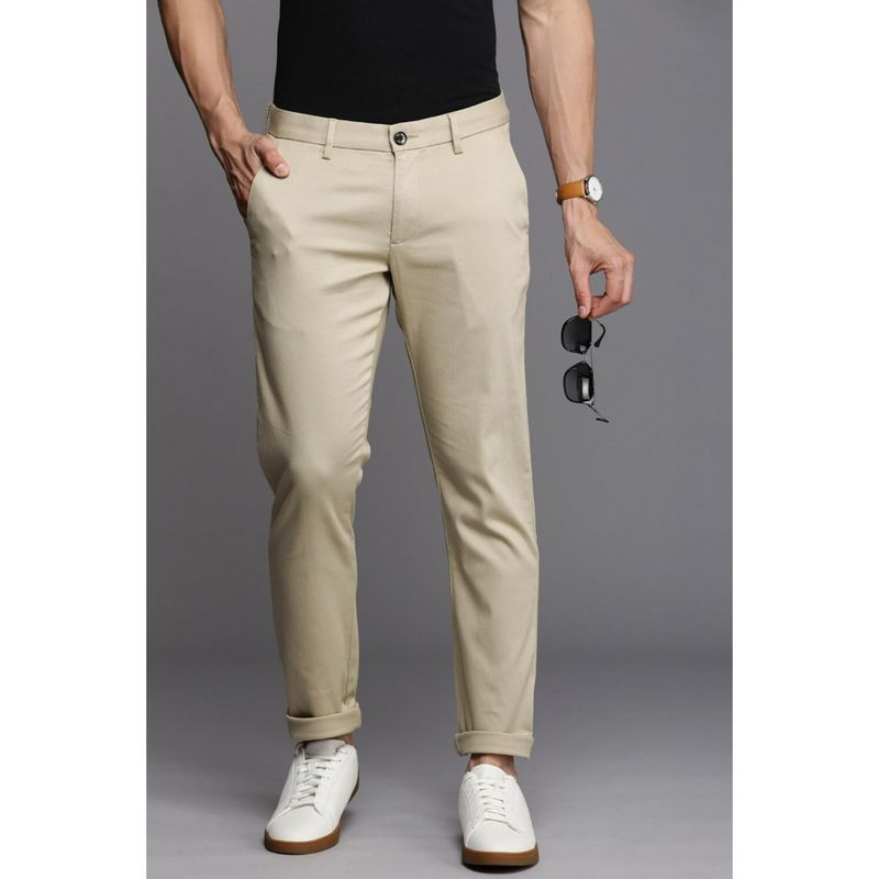 Allen Solly Men Cream Slim Fit Solid Casual Trousers (30)