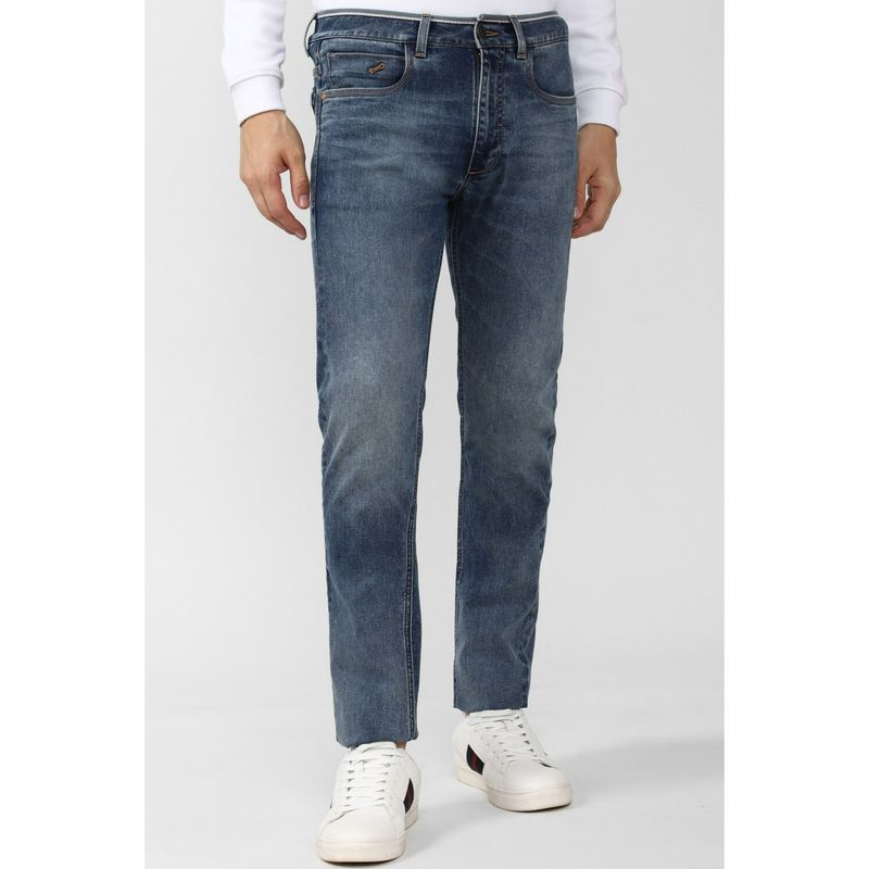 Peter England Men Blue Mid Wash Slim Tapered Jeans (30)