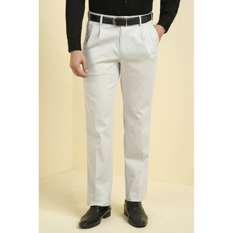 Allen Solly Men White Regular Fit Textured Formal Trousers (34)