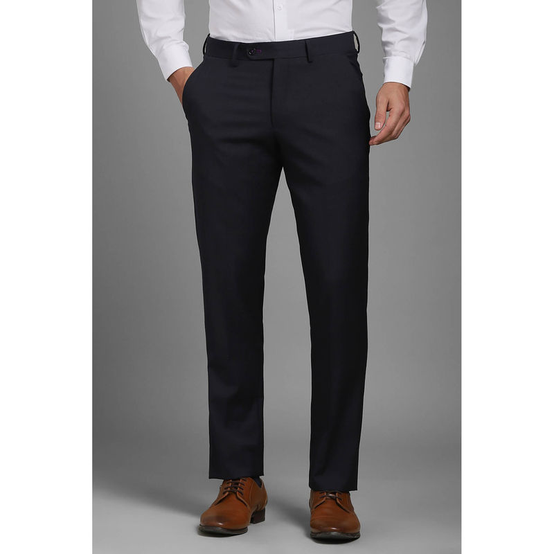 Louis Philippe Men Purple Slim Fit Solid Flat Front Formal Trousers (36)