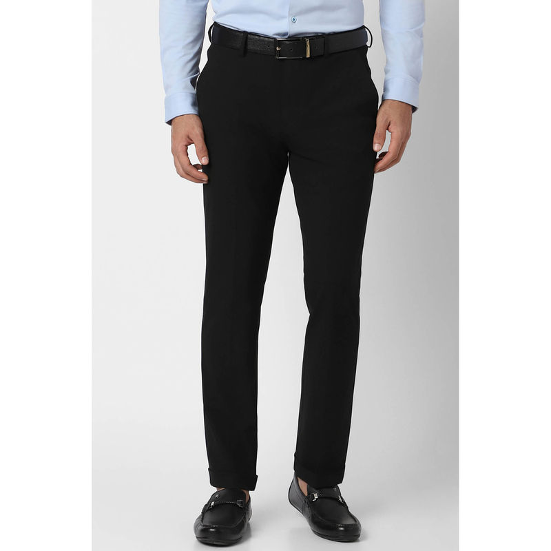 Van Heusen Men Black Solid Skinny-Fit Trousers (32)