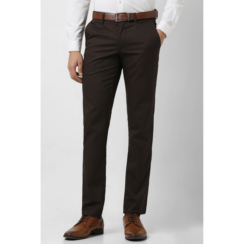 Van Heusen Men Brown Textured Slim Fit Trousers (30)