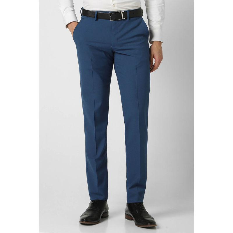 Van Heusen Men Blue Solid Ultra Slim Fit Trousers (30)