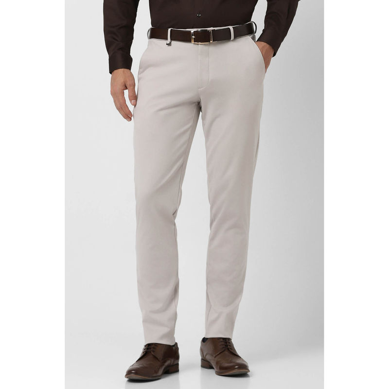 Van Heusen Men Grey Solid Ultra Slim Fit Trousers (30)