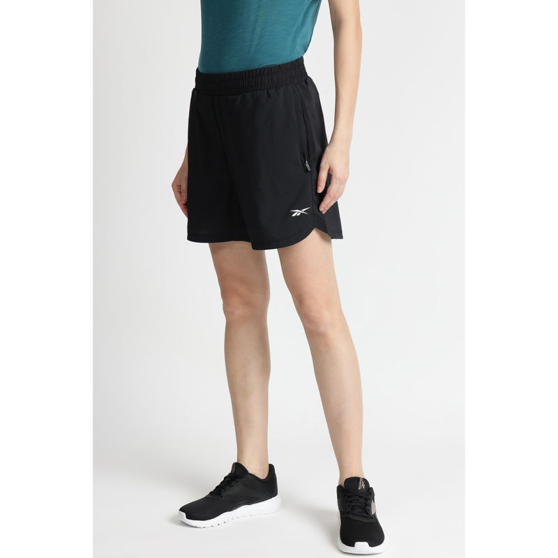 Reebok Black Polyester Blend Fit Solid Shorts (XS)