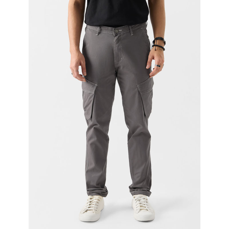 The Souled Store Original Solids: Light Grey Men Cargo Pants (M)