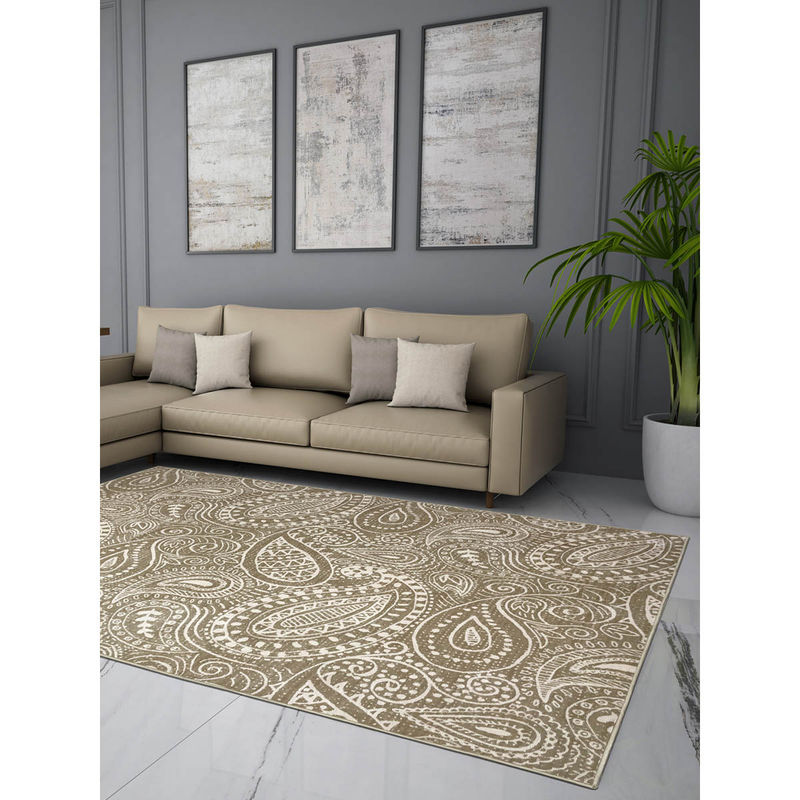 Welspun Anti Skid Light Brown 400 Gsm Area Rugs 122X183Cm (4x6 feet)
