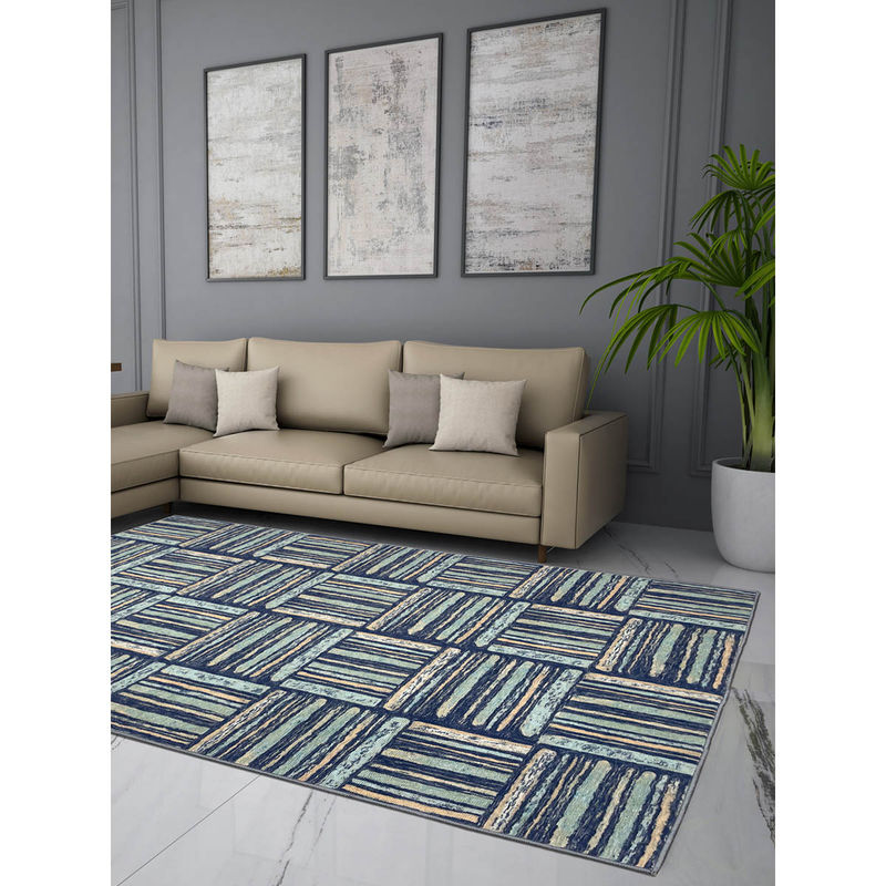 Welspun Anti Skid Blue 400 Gsm Area Rugs 122X183Cm (4x6 feet)