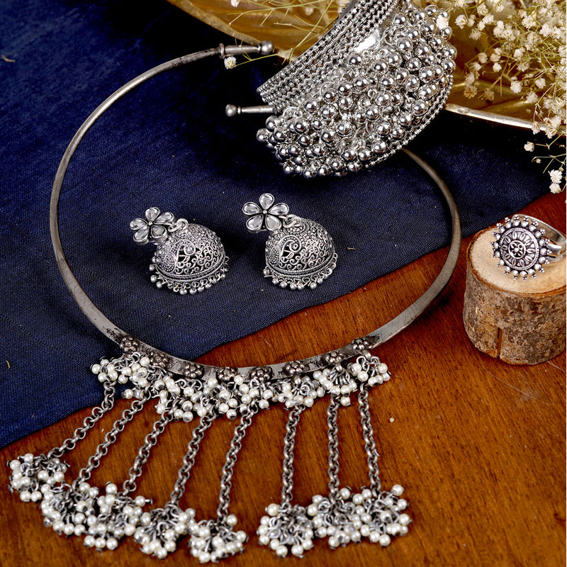 Teejh Niva Silver Oxidized Jewellery Gift Set Buy Teejh Niva Silver