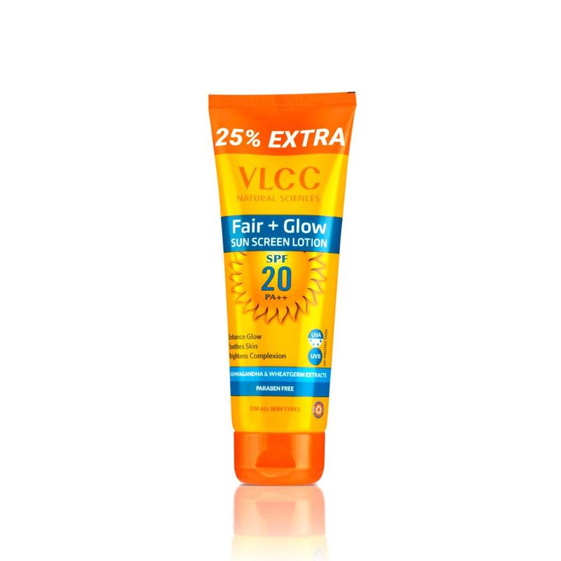 VLCC Fair+Glow Sunscreen Lotion SPF 20 PA+++, Brightens Complexion and Enhances Glow