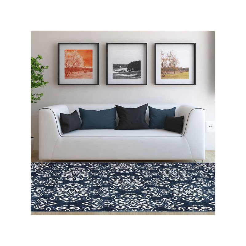 OBSESSIONS Anti-Static Ethnic Motif Carpet, Teal Blue (4 x 6 Feet)