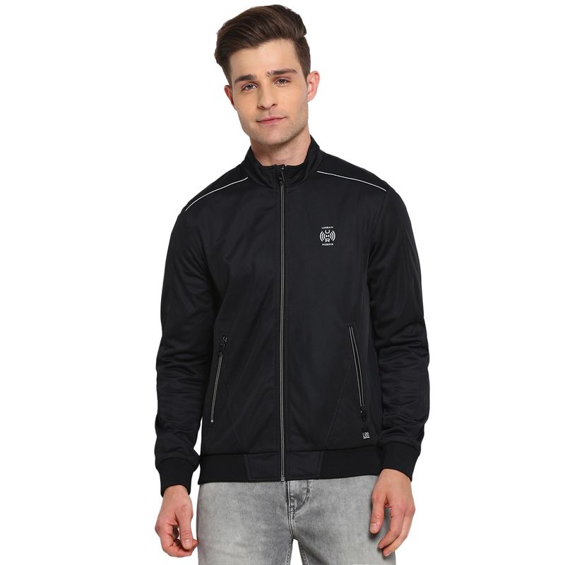 Lee Regular Fit Black Solid Jacket (M)