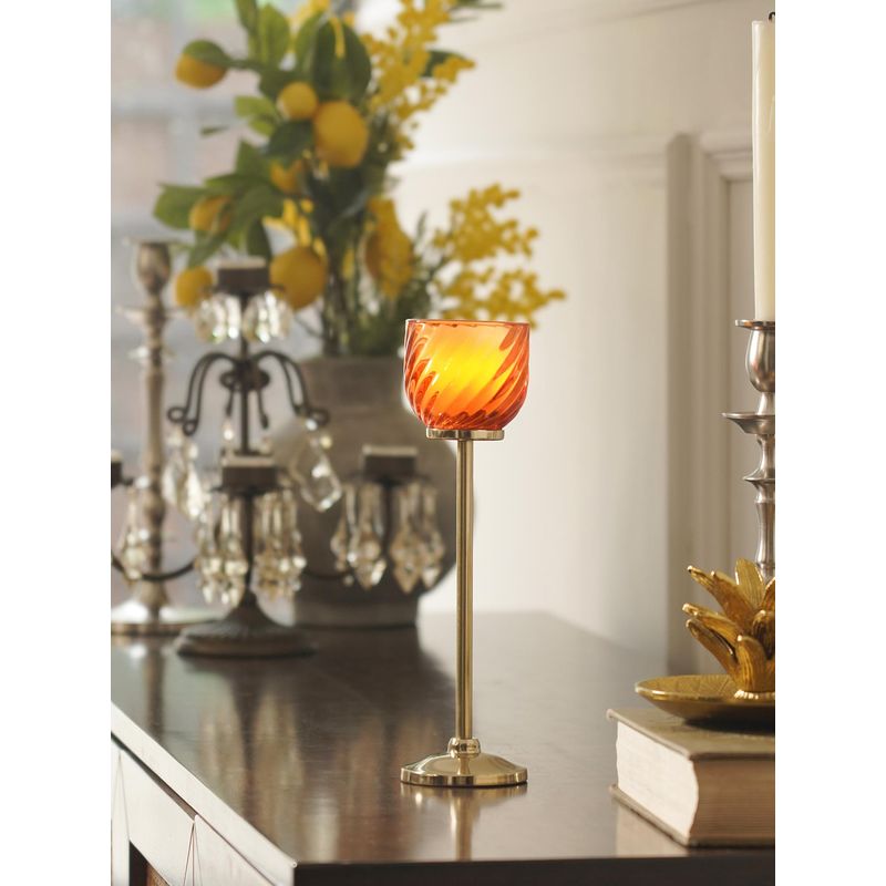 Pure Home + Living Orange Swirl Texture Hurricane Candle Holder (S)