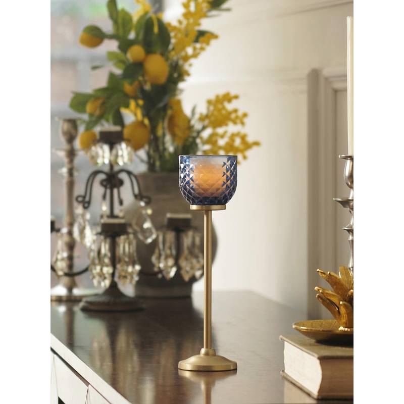 Pure Home + Living Blue Diamond Texture Candle Holder (S)