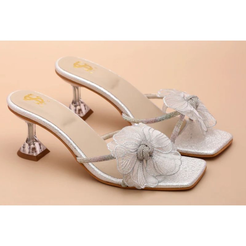 Shoe that fits you Silver Flower Heels (EURO 39)