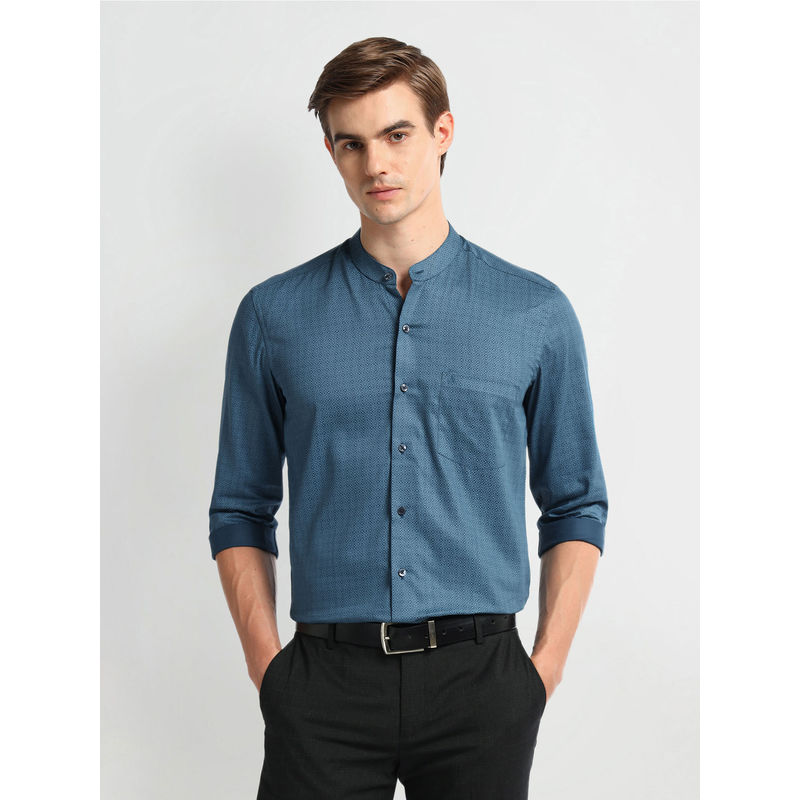 Arrow Geometric Blue Full Sleeves Collar Neck Shirt (39)