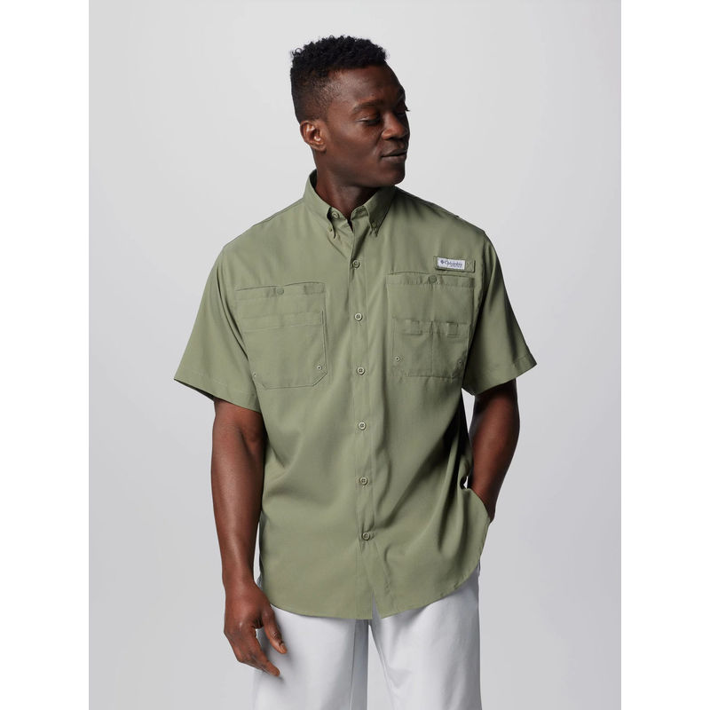 Columbia Men Green Omni-Shade Tamiami Ii Short Sleeve Shirt (L)