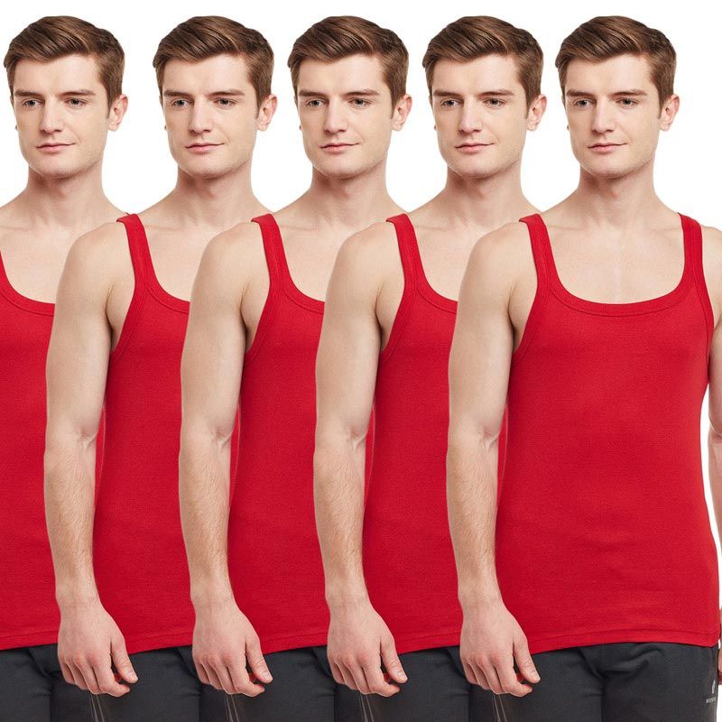 BODYX Pack Of 5 Sports Vests - Red (XL)