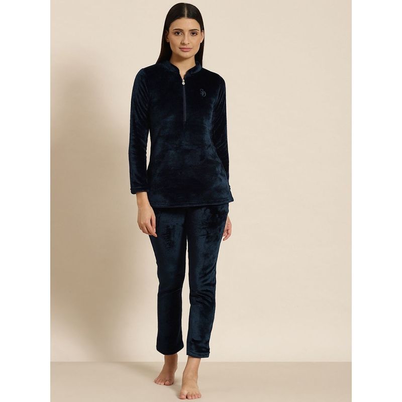 Sweet Dreams Women Solid Track Suit Navy Blue (Set of 2) (3XL)