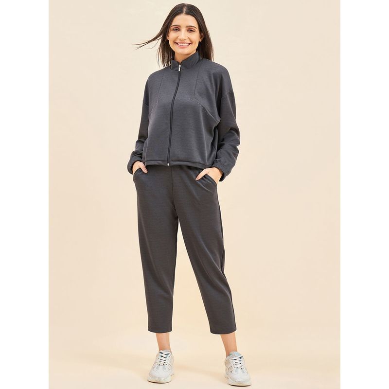 Sweet Dreams Women Solid Track Suit Grey (Set of 2) (3XL)